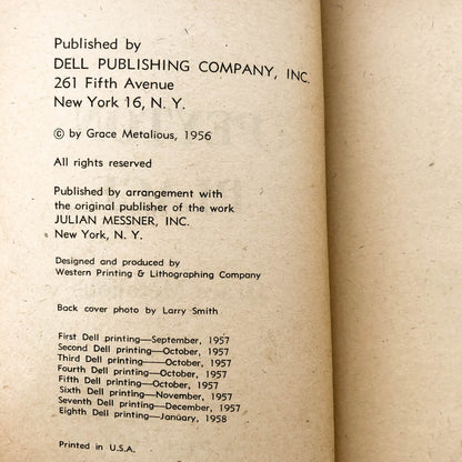 Peyton Place by Grace Metalious [1957 DELL PAPERBACK]