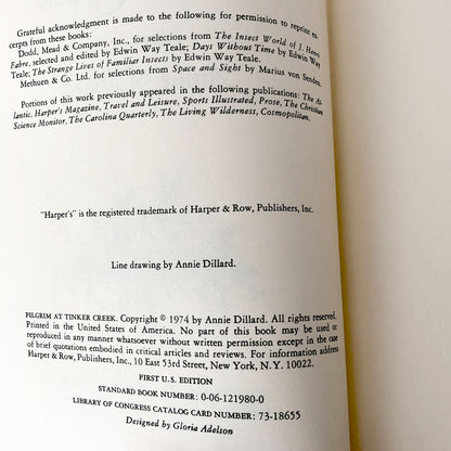 Pilgrim at Tinker Creek by Annie Dillard [FIRST EDITION / 1974]