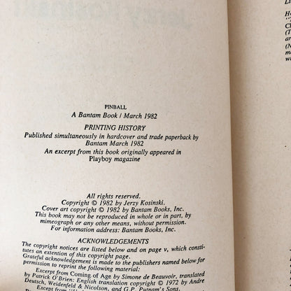 Pinball by Jerzy Kosinski [FIRST EDITION / 1982]