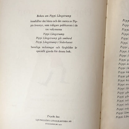 Boken Om Pippi Langstrump by Astrid Lindgren [1952 SWEDISH HARDCOVER] - Bookshop Apocalypse