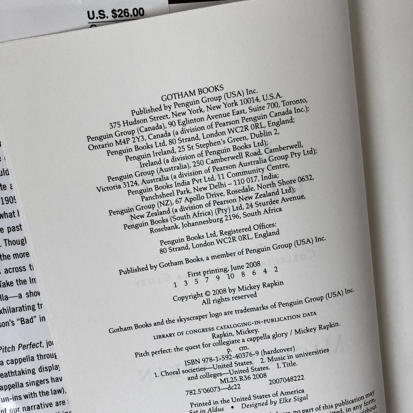 Pitch Perfect: The Quest for Collegiate A Cappella Glory by Mickey Rapkin [FIRST EDITION] - Bookshop Apocalypse