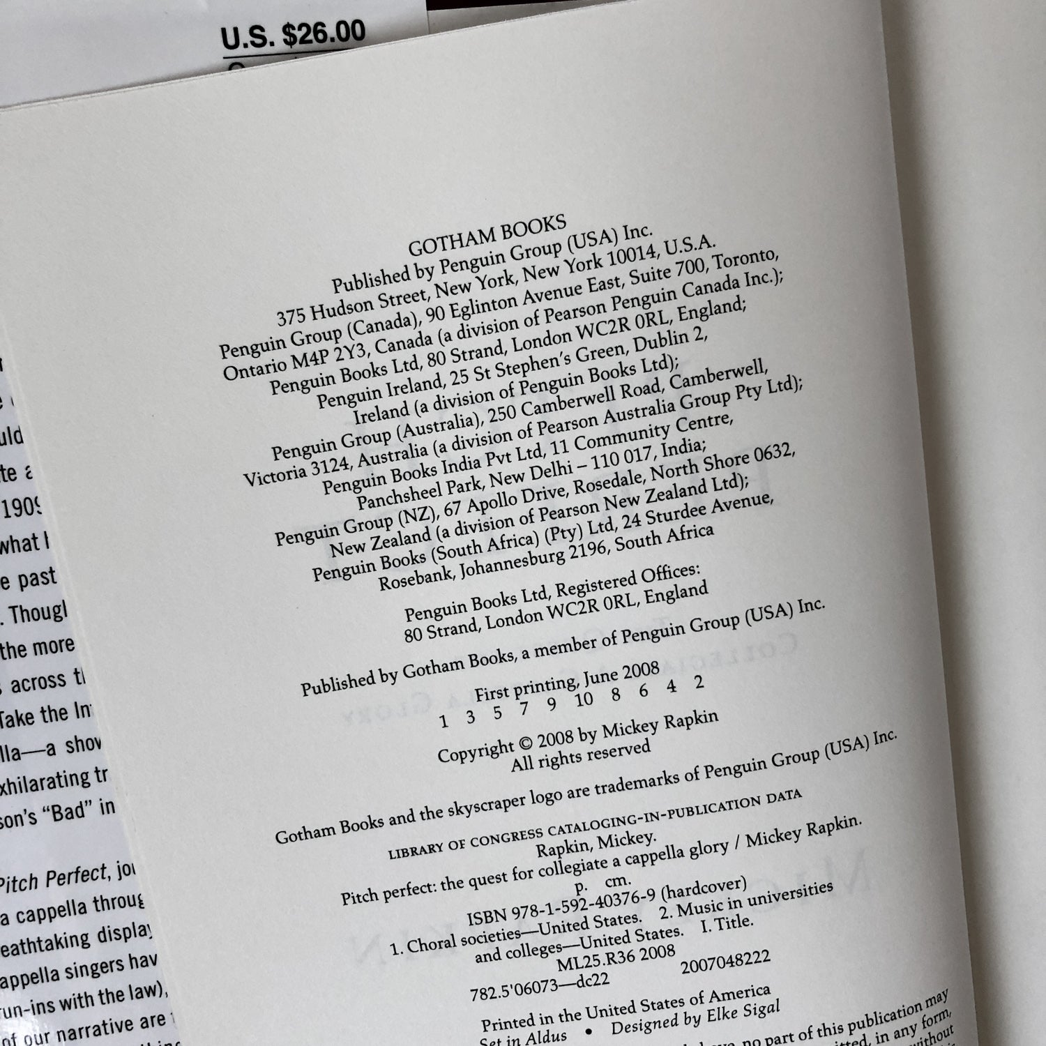 Pitch Perfect: The Quest for Collegiate A Cappella Glory by Mickey Rapkin [FIRST EDITION] - Bookshop Apocalypse