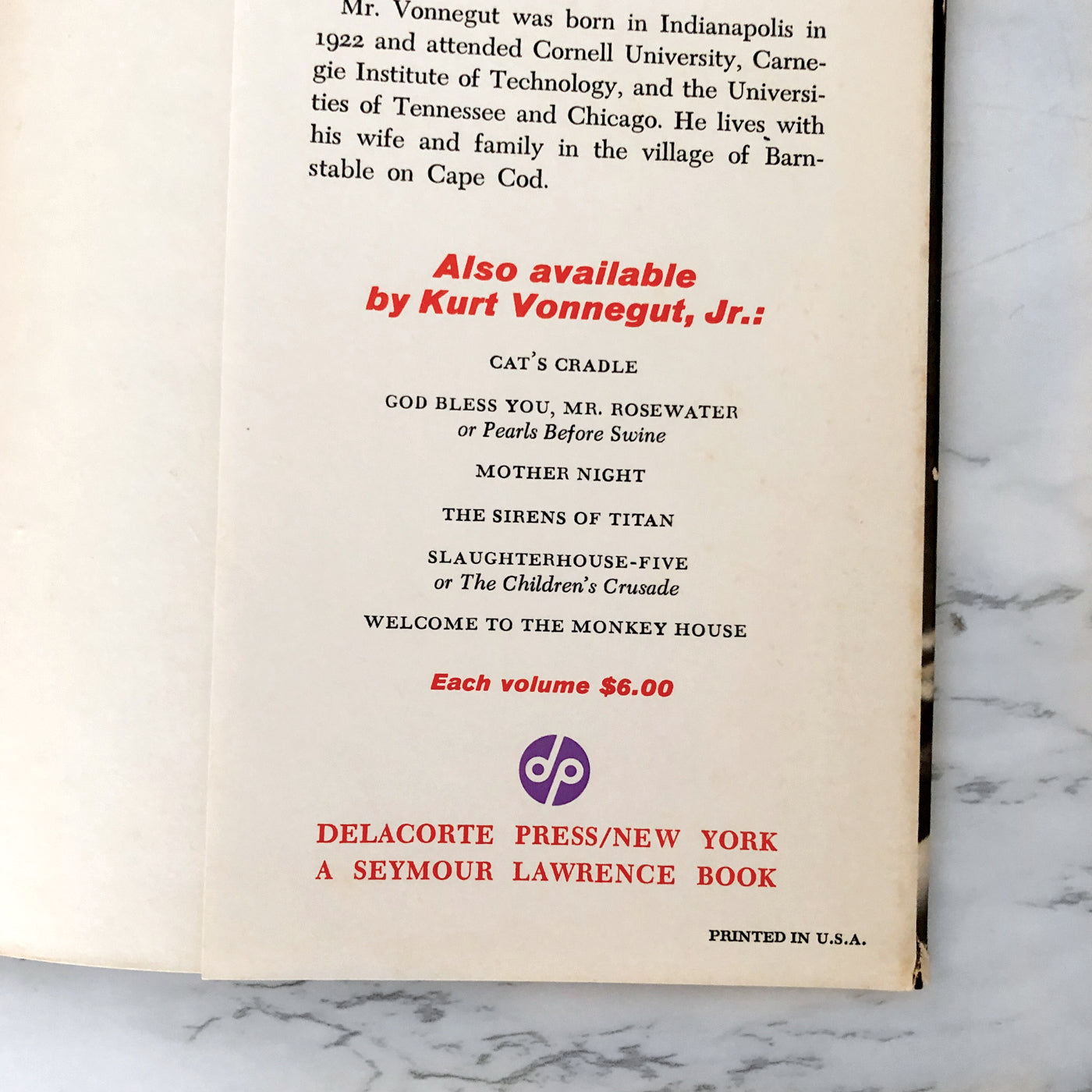 Player Piano by Kurt Vonnegut [DELACORTE BOOK CLUB EDITION / 1973]