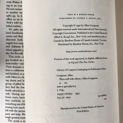 Plays Well With Others by Allan Gurganus SIGNED! [FIRST EDITION • FIRST PRINTING] 1997 • Knopf