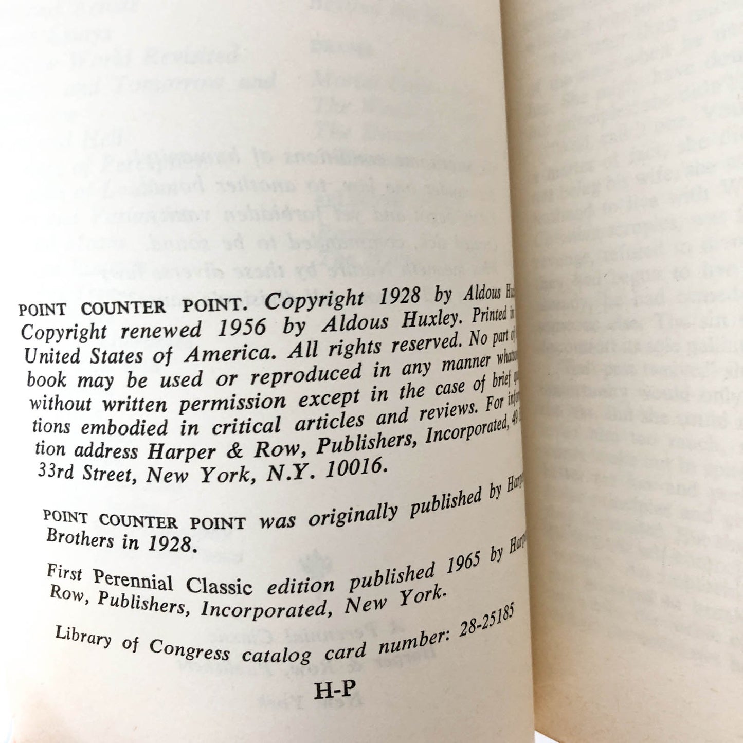 Point Counter Point by Aldous Huxley [1965 PAPERBACK]