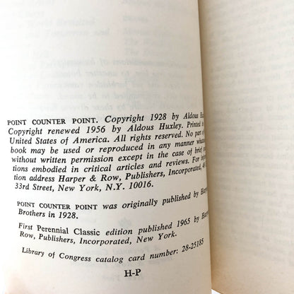 Point Counter Point by Aldous Huxley [1965 PAPERBACK]