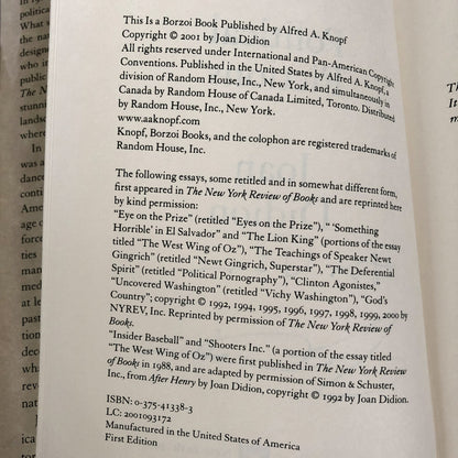 Political Fictions by Joan Didion SIGNED! [FIRST EDITION / FIRST PRINTING]