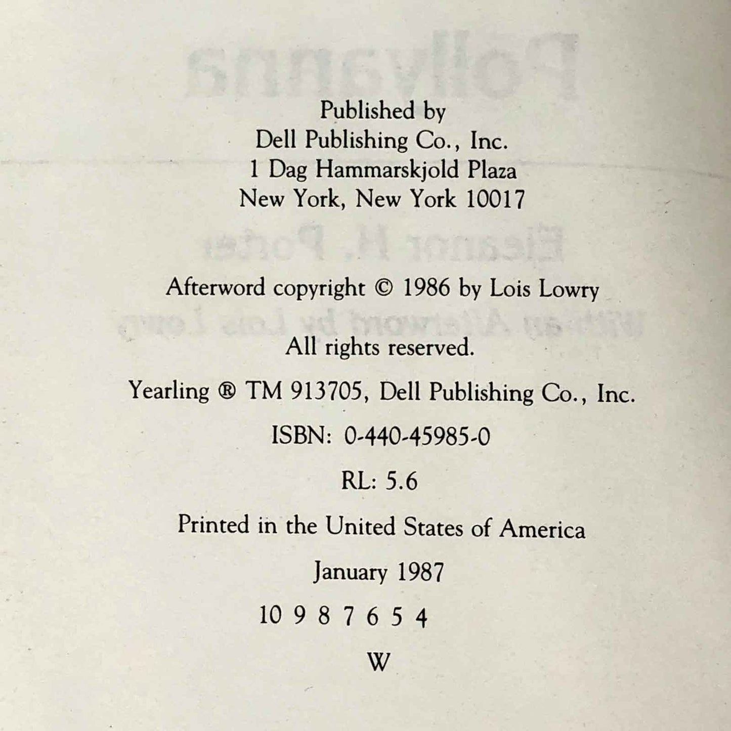 Pollyanna by Eleanor H. Porter [1987 TRADE PAPERBACK]