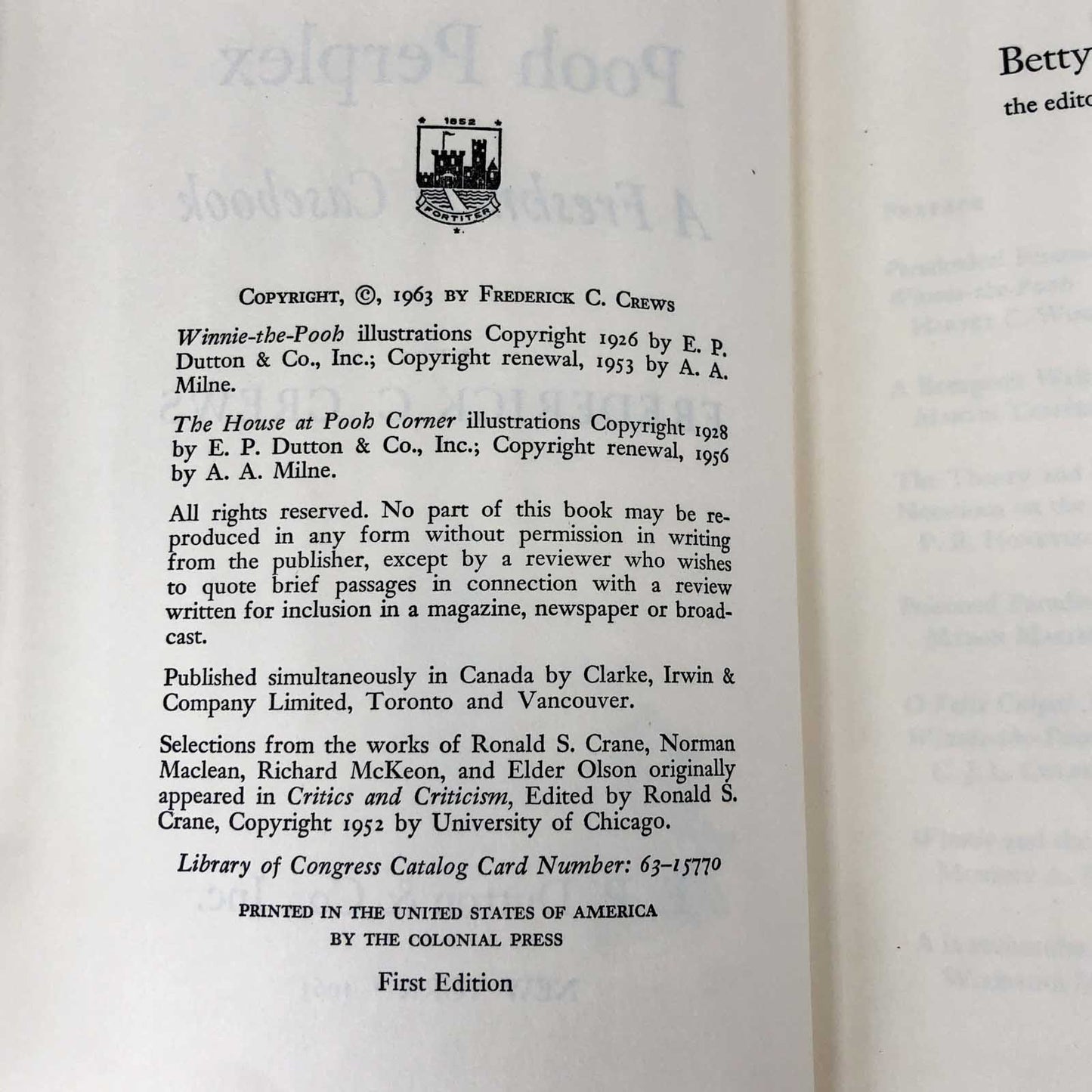 The Pooh Perplex by Frederick C. Crews [FIRST EDITION • FIRST PRINTING] 1963