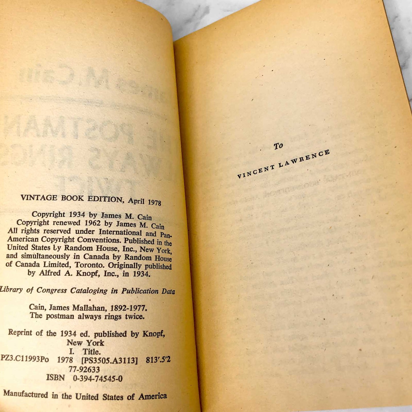 The Postman Always Rings Twice by James M. Cain [MOVIE TIE-IN PAPERBACK] 1981 • Vintage