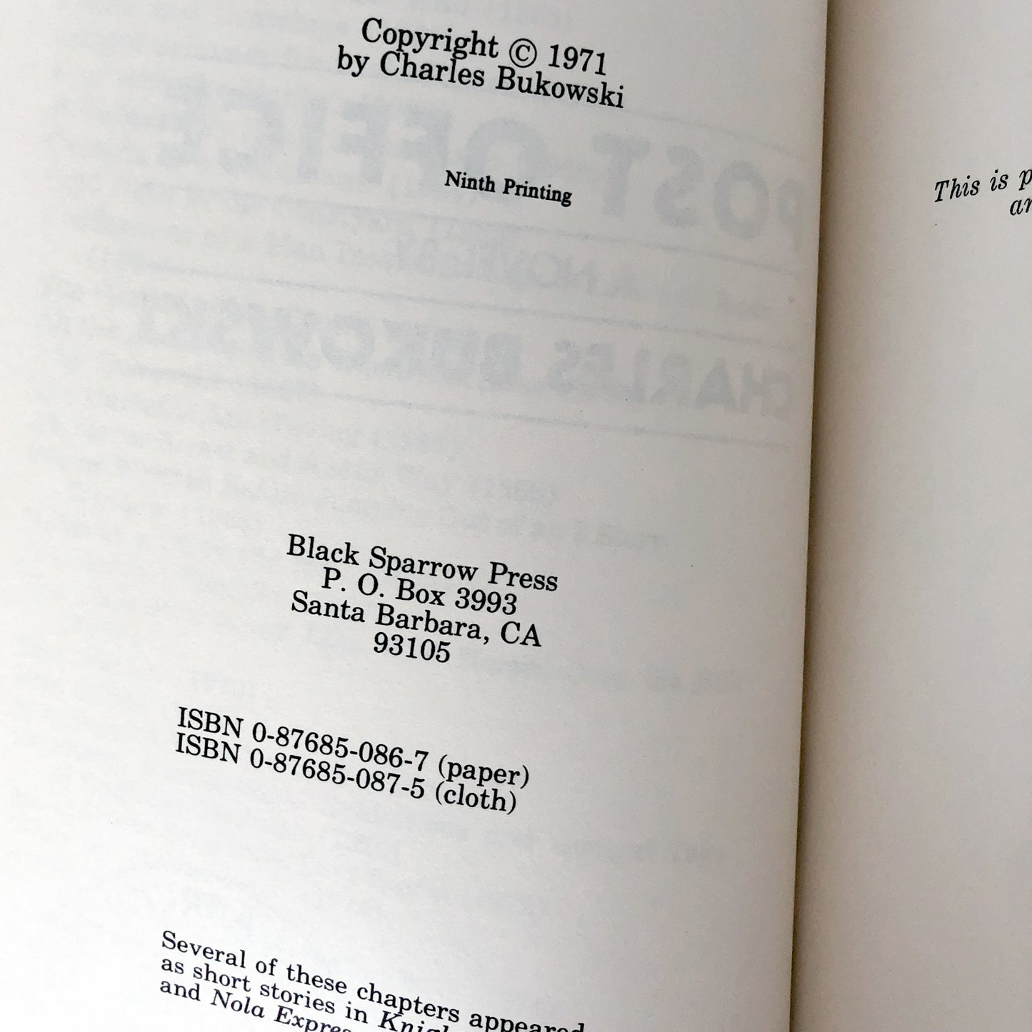 Post Office by Charles Bukowski [FIRST EDITION / BLACK SPARROW PRESS]