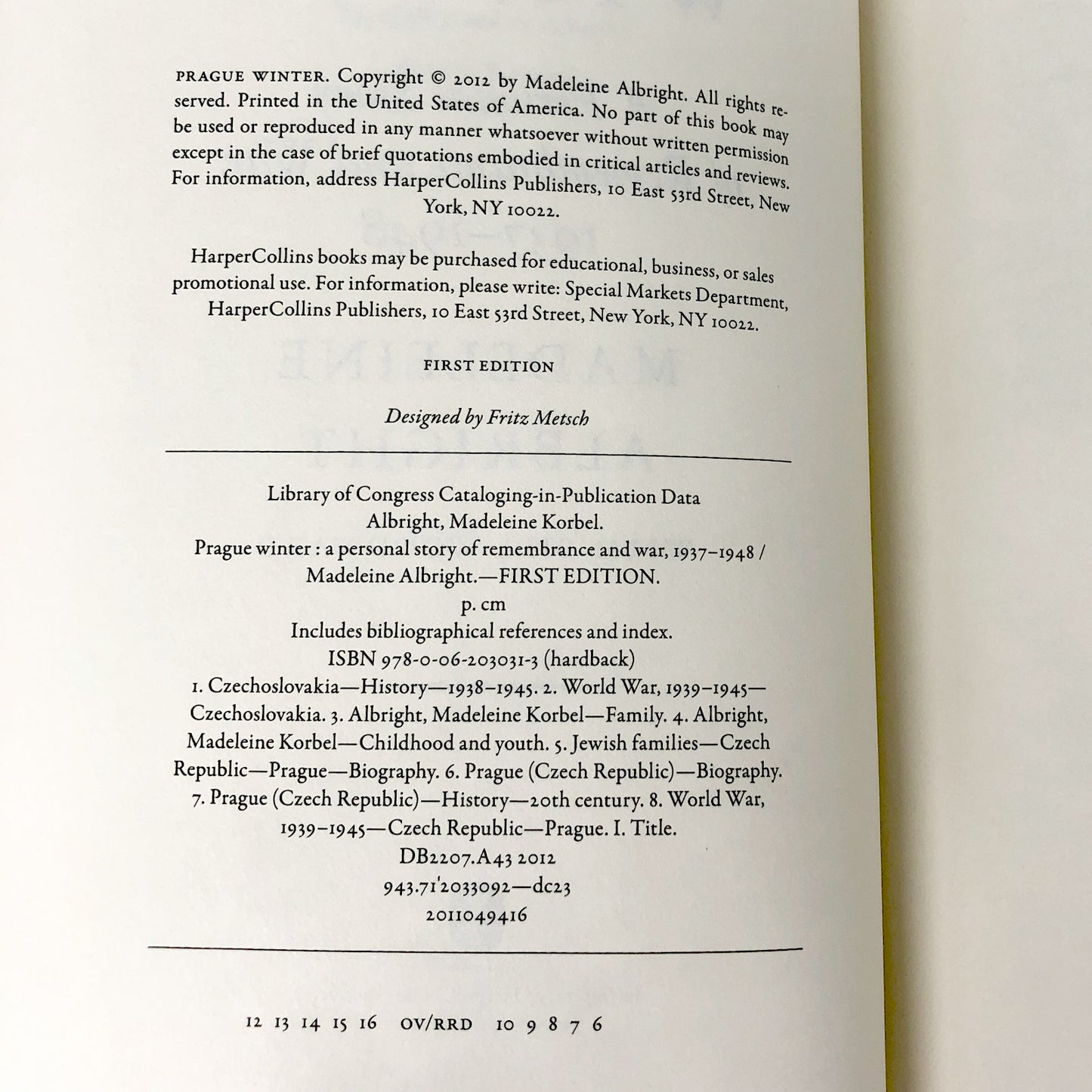 Prague Winter by Madeleine Albright SIGNED! [FIRST EDITION] 2012 • HarperCollins