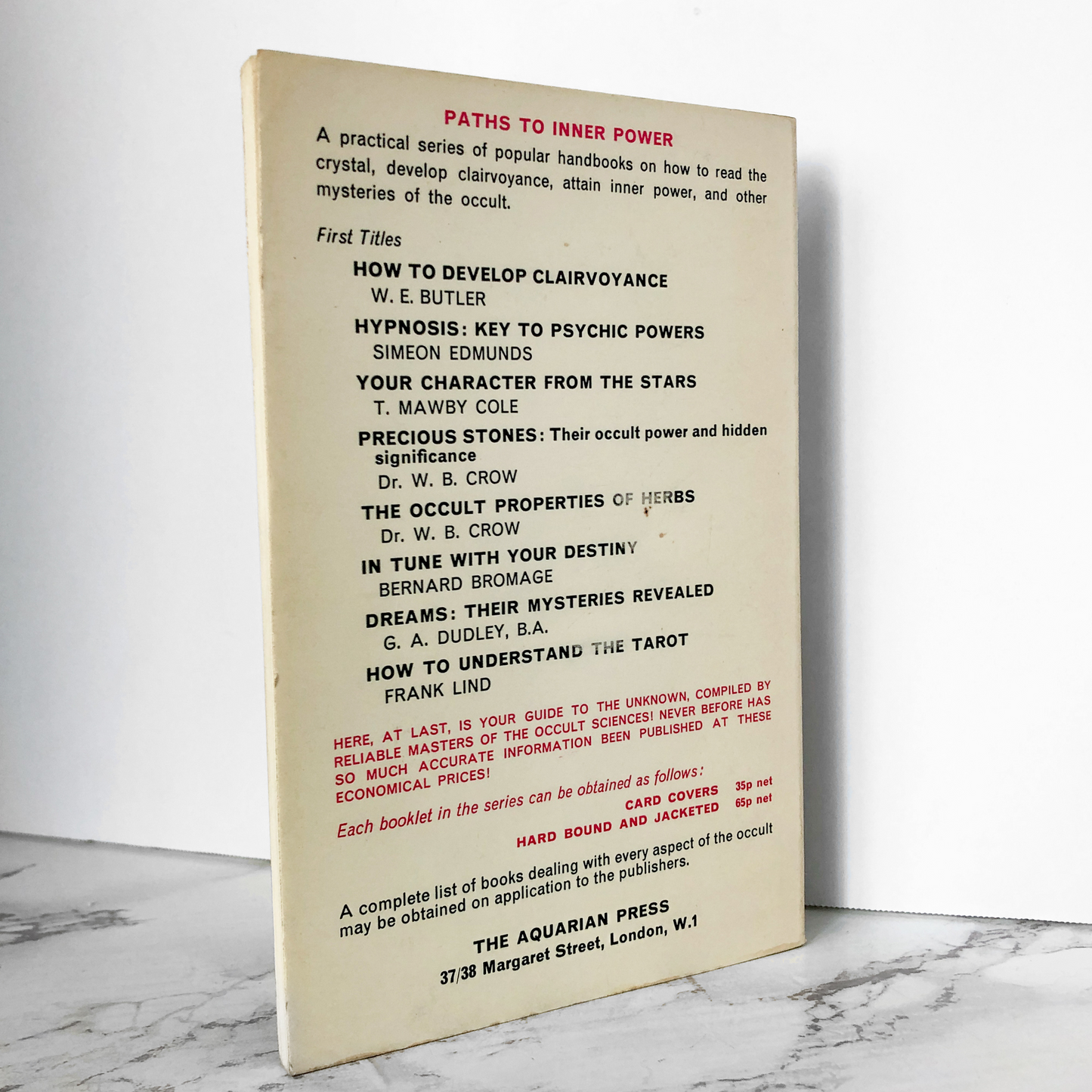 Precious Stones: Their Occult Power & Hidden Significance by W.B. Crow [1968 / AQUARIAN PRESS] - Bookshop Apocalypse