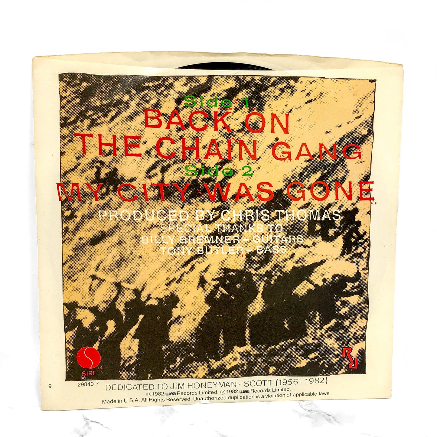 The Pretenders – Back On The Chain Gang [7" VINYL SINGLE] 1982 • Sire