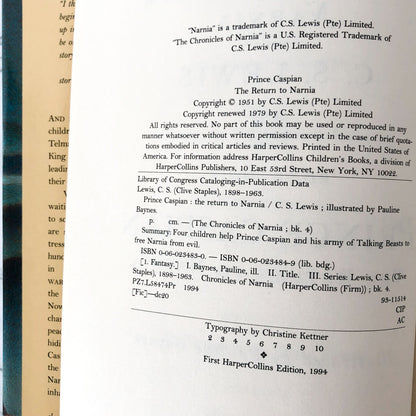 Prince Caspian by C.S. Lewis [1994 HARDCOVER] Chronicles of Narnia #4