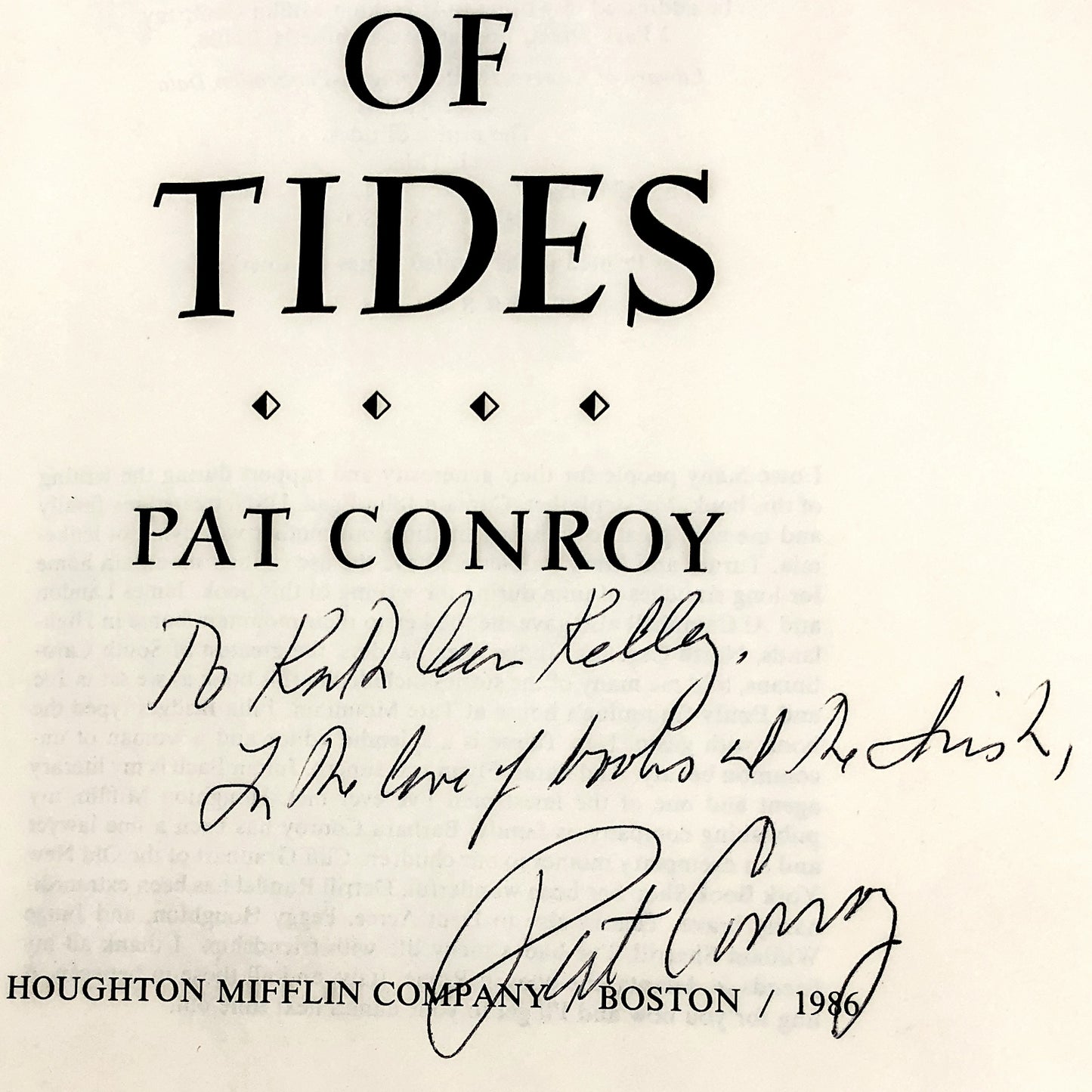 The Prince of Tides by Pat Conroy SIGNED! [FIRST EDITION • FIRST PRINTING] 1986