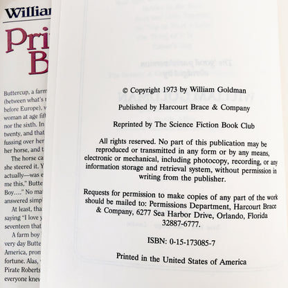 The Princess Bride by William Goldman [RARE SFBC HARDCOVER / 1973]