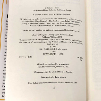 The Princess Bride by William Goldman [25th ANNIVERSARY HARDCOVER] 1998