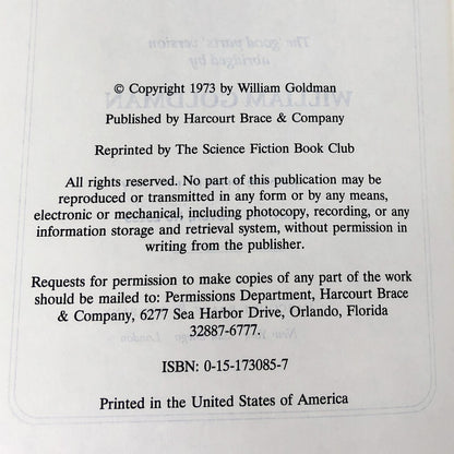 The Princess Bride by William Goldman [RARE SFBC HARDCOVER] 1973