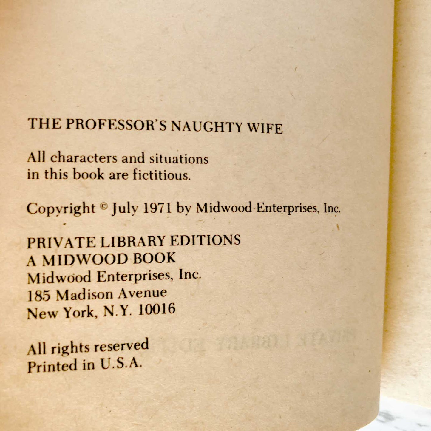 The Professor's Naughty Wife by Robert Viktor [1971 SLEAZE PAPERBACK]