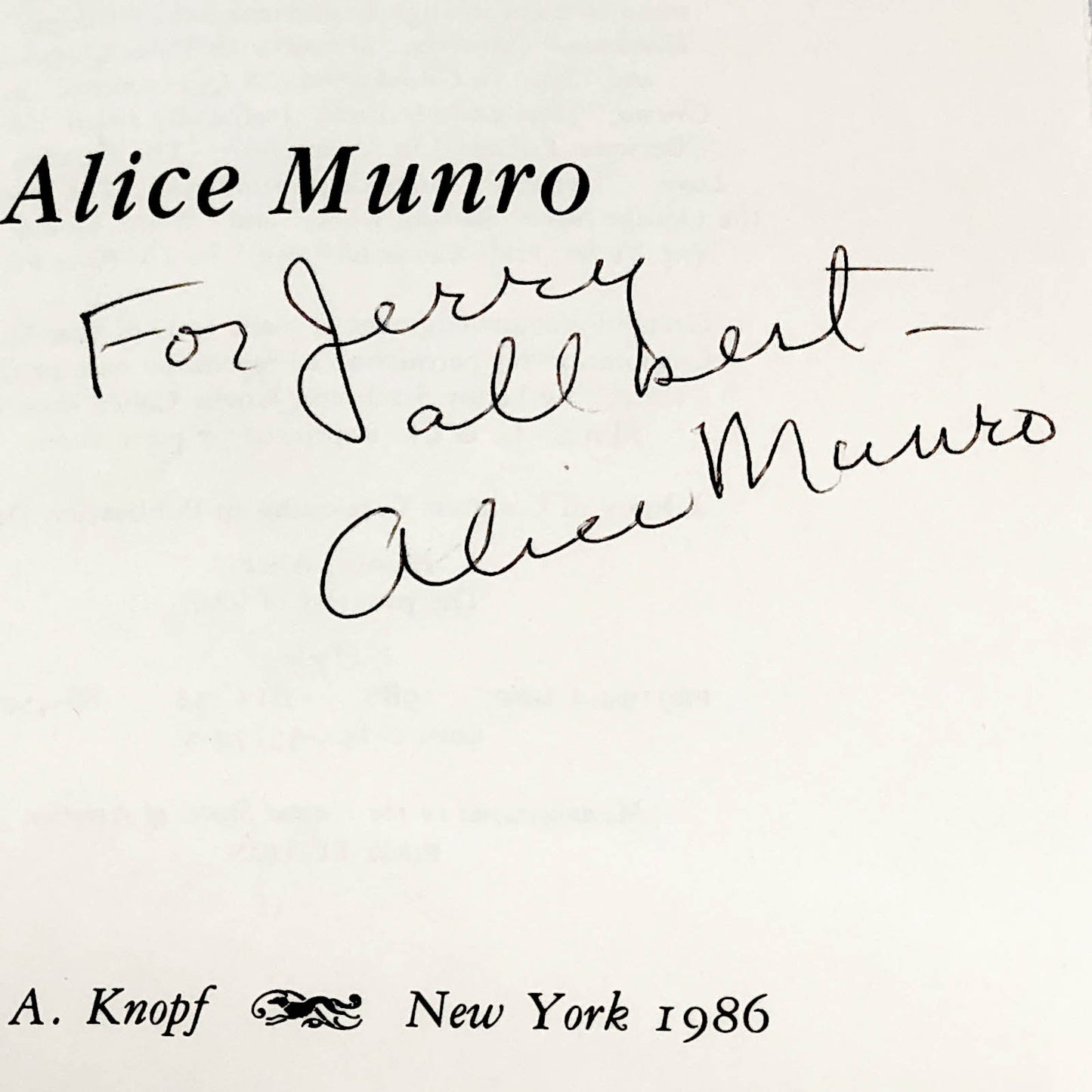 The Progress of Love by Alice Munro SIGNED! [FIRST EDITION / FIRST PRINTING] 1986