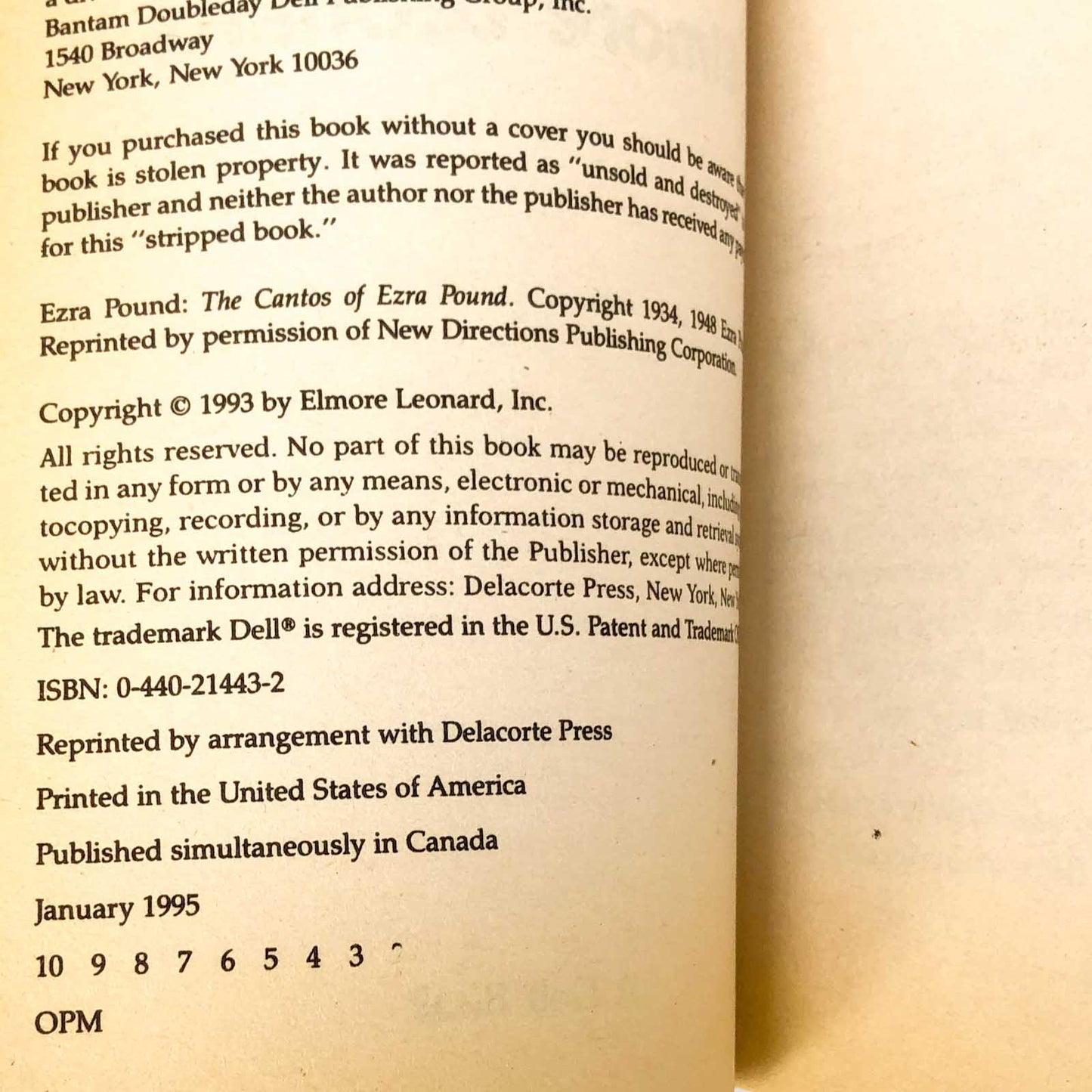 Pronto by Elmore Leonard [FIRST PAPERBACK EDITION] 1995