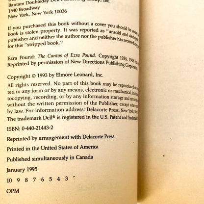 Pronto by Elmore Leonard [FIRST PAPERBACK EDITION] 1995