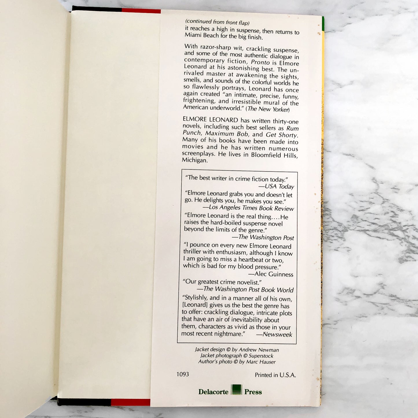 Pronto by Elmore Leonard [FIRST EDITION / FIRST PRINTING] 1993