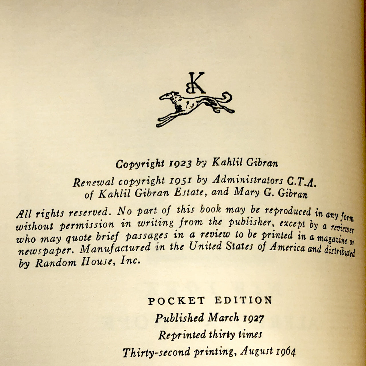 The Prophet by Kahlil Gibran [POCKET EDITION] 1964 • Miniature Hardcover • Knopf