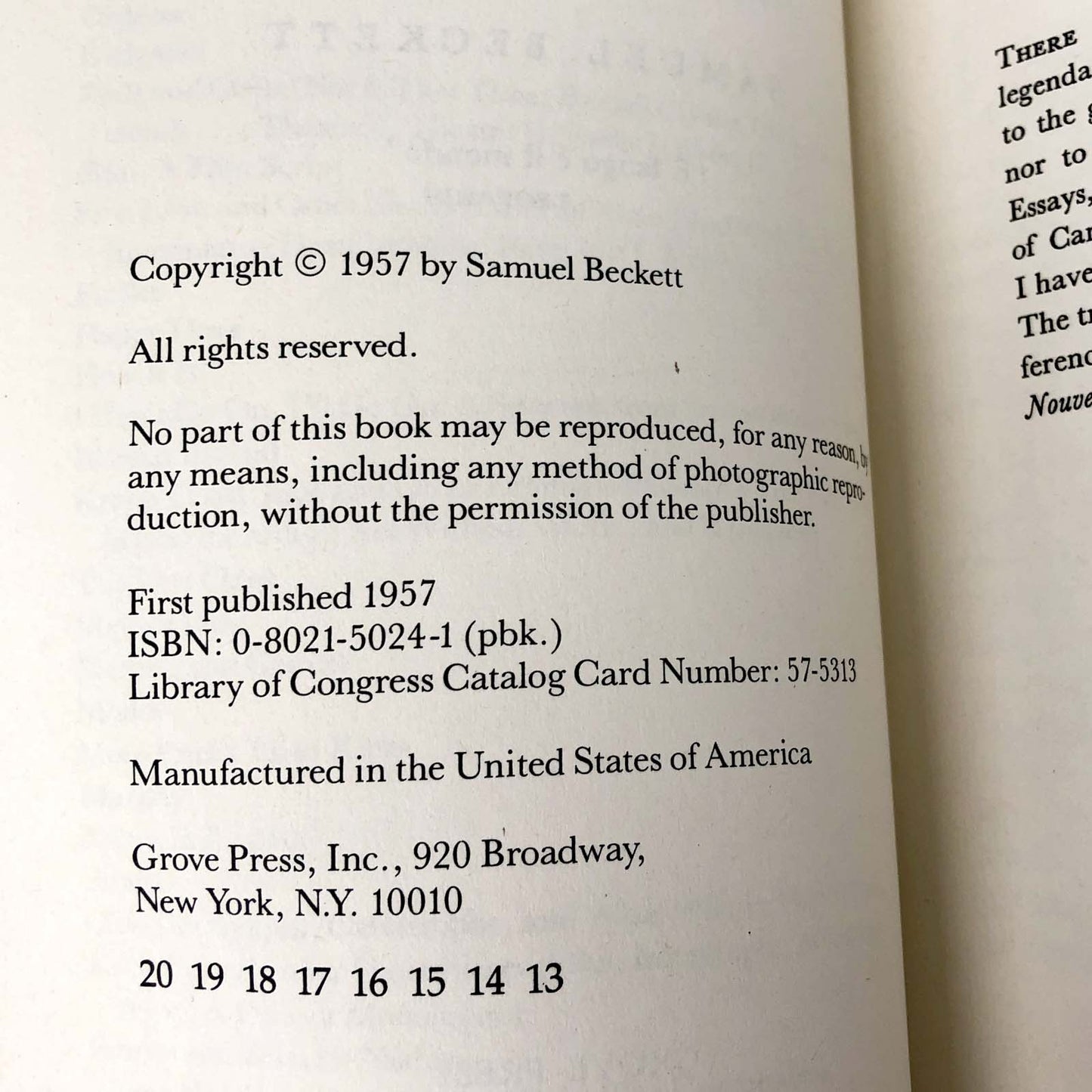 Proust by Samuel Beckett [TRADE PAPERBACK] 1978 • Grove Press