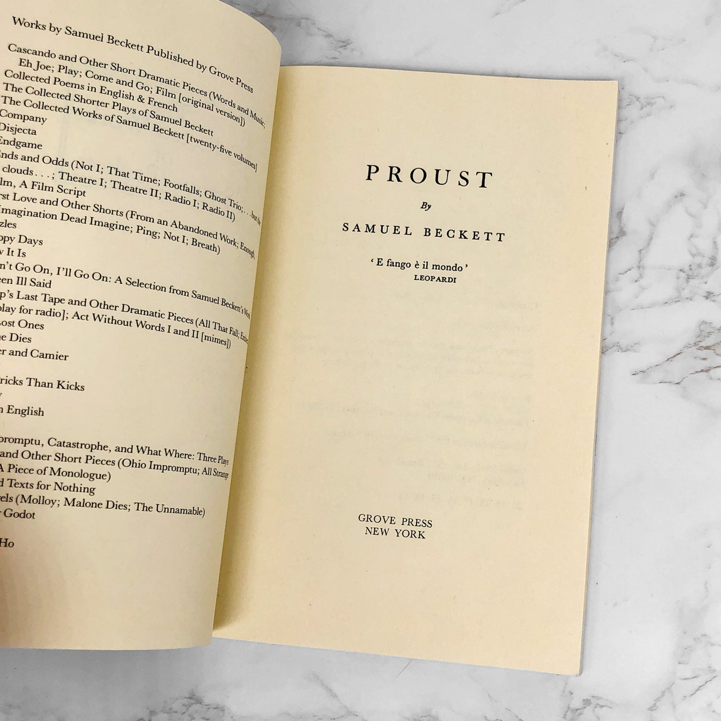Proust by Samuel Beckett [TRADE PAPERBACK] 1978 • Grove Press