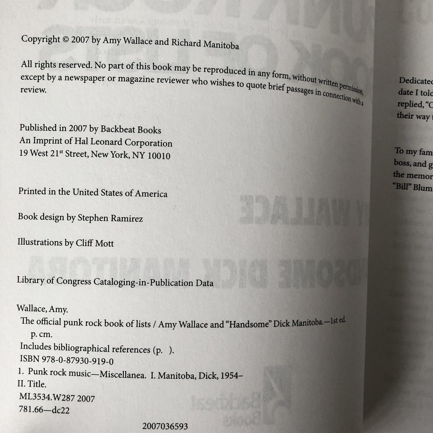 The Official Punk Rock Book of Lists by Amy Wallace & Handsome Dick Manitoba - Bookshop Apocalypse