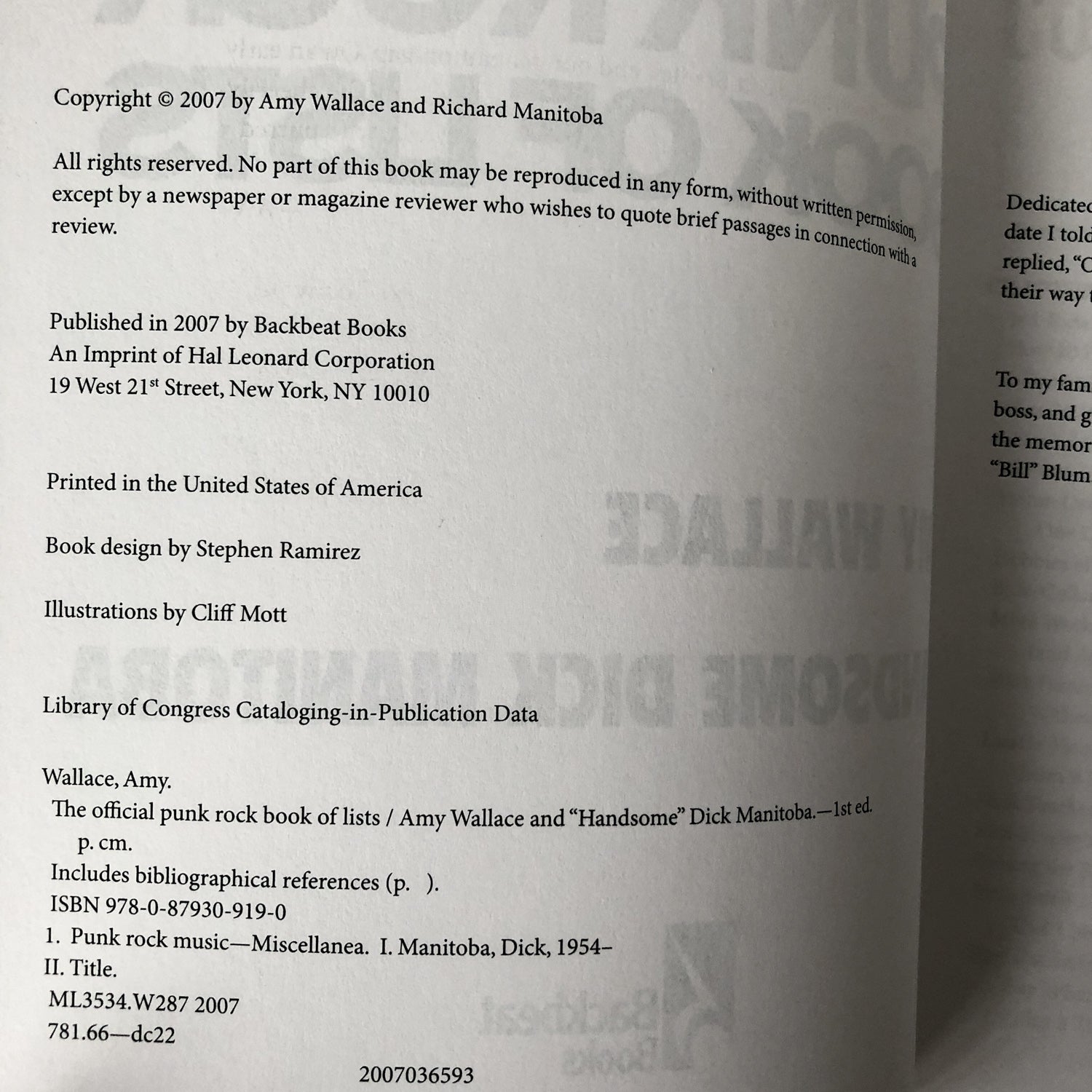 The Official Punk Rock Book of Lists by Amy Wallace & Handsome Dick Manitoba - Bookshop Apocalypse