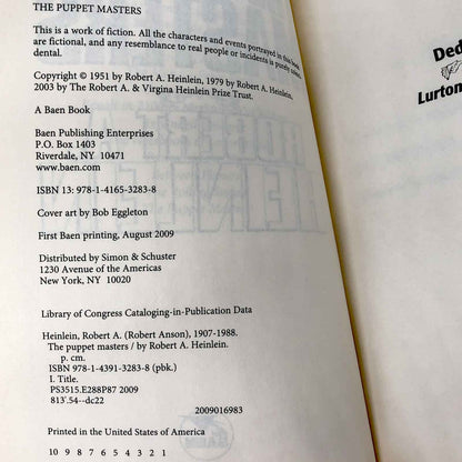 The Puppet Masters by Robert A. Heinlein [TRADE PAPERBACK RE-ISSUE] 2009 • BAEN