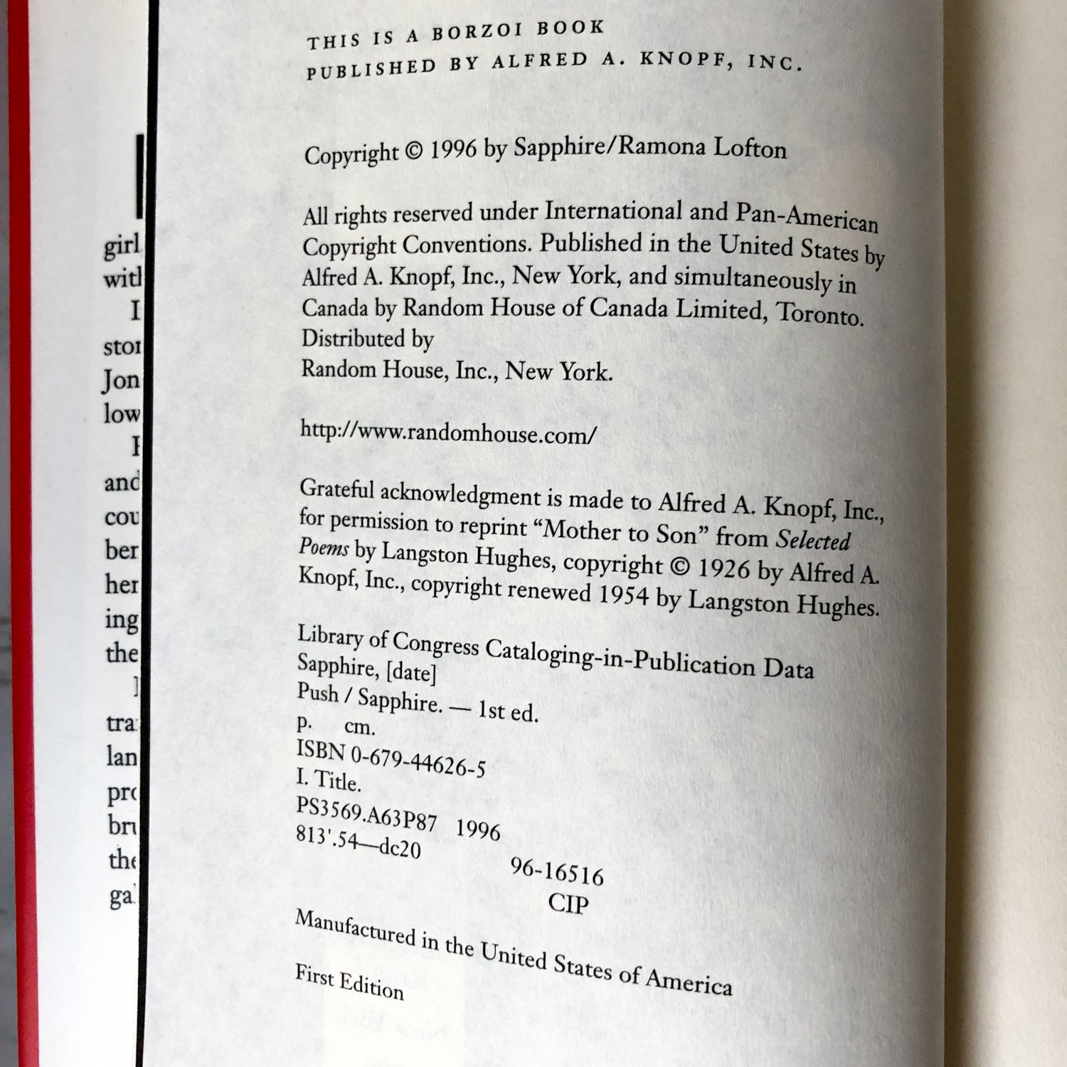 Push by Sapphire [FIRST EDITION / FIRST PRINTING] - Bookshop Apocalypse