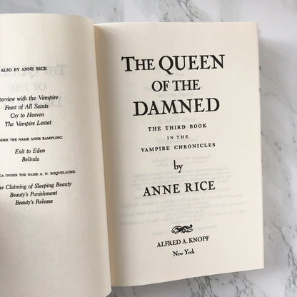 Queen of the Damned by Anne Rice [FIRST BOOK CLUB EDITION / 1988] - Bookshop Apocalypse