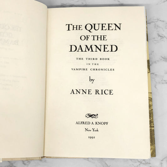 The Queen of the Damned by Anne Rice [FIRST EDITION] 6th Print  ❧ 1992