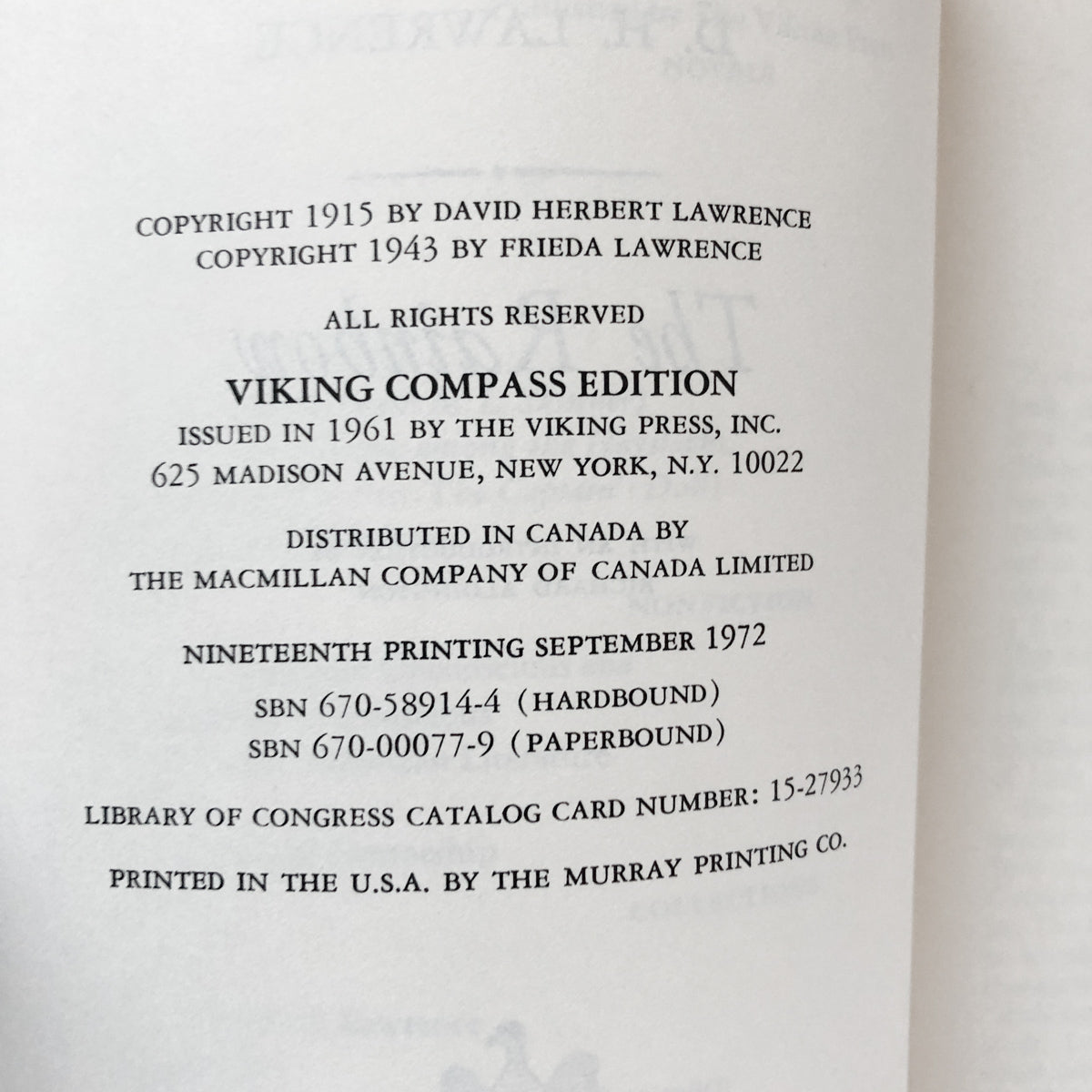 The Rainbow by D.H. Lawrence [TRADE PAPERBACK / 1961] - Bookshop Apocalypse