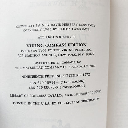 The Rainbow by D.H. Lawrence [TRADE PAPERBACK / 1961] - Bookshop Apocalypse