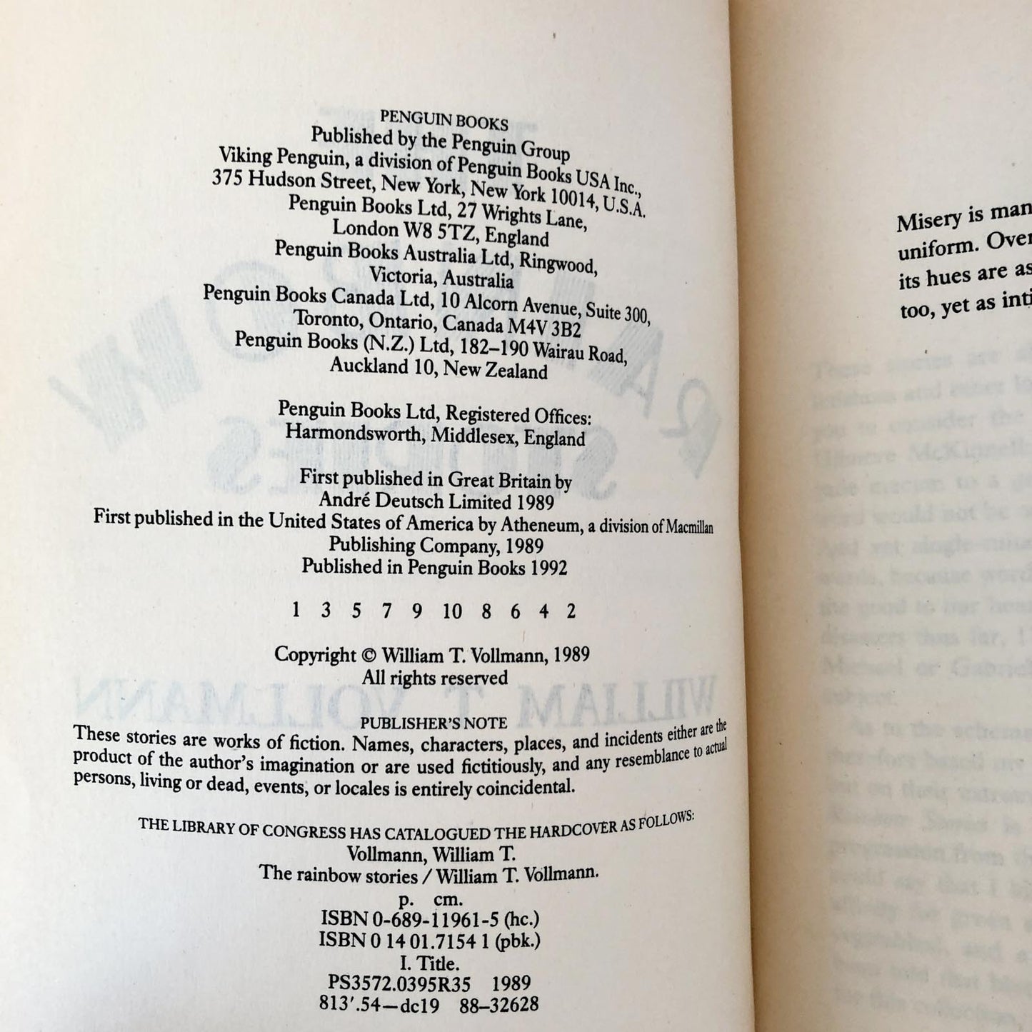 The Rainbow Stories by William T. Vollman [TRADE PAPERBACK] 1992 • Penguin