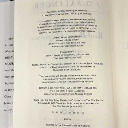 Raise High the Roof Beam, Carpenters & Seymour: An Introduction by J.D. Salinger [HARDCOVER RE-PRINT] 2010 • Little Brown
