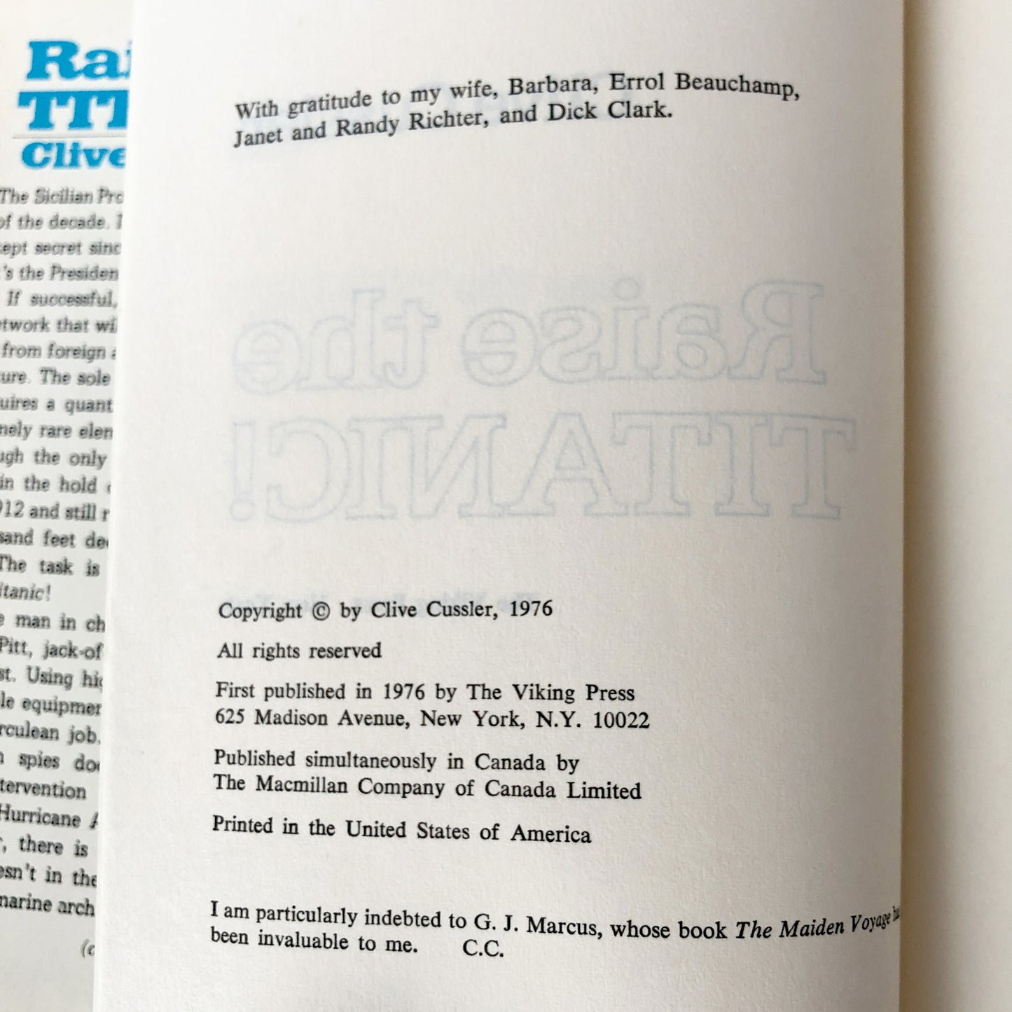 Raise the Titanic! by Clive Cussler [FIRST BOOK CLUB EDITION / 1976]