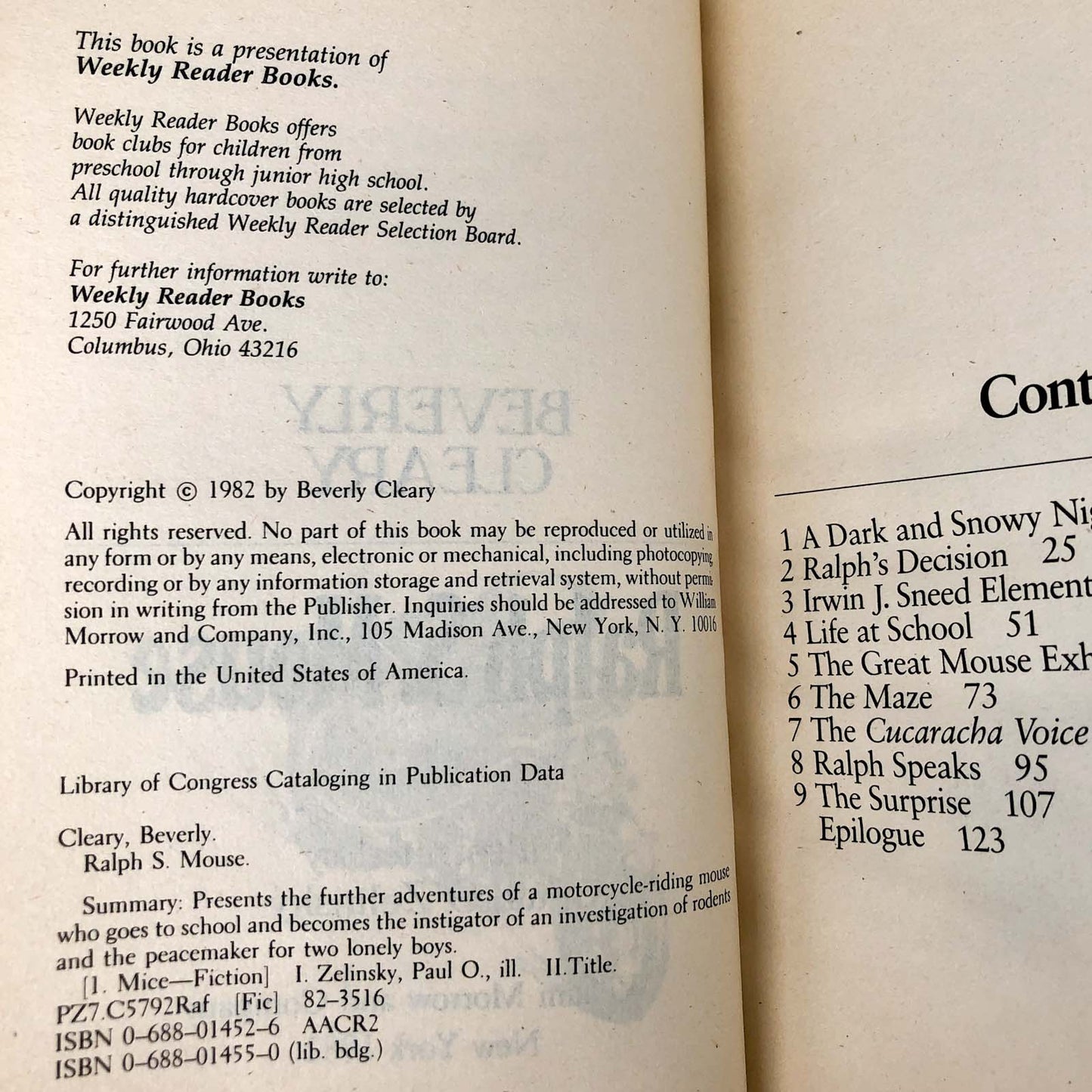 Ralph S. Mouse by Beverly Cleary [1982 HARDCOVER] BCE • William Morrow