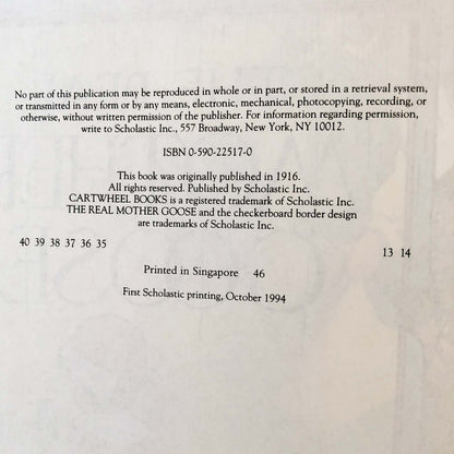 The Real Mother Goose by Blanche Fisher Wright [1994 HARDCOVER]