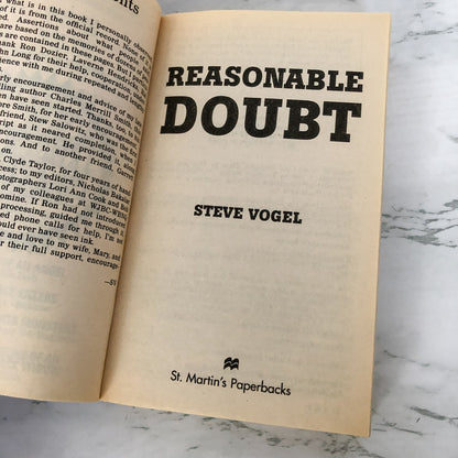 Reasonable Doubt by Steve Vogel [1990 PAPERBACK]