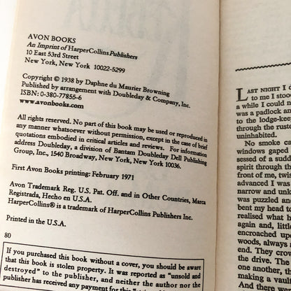 Rebecca by Daphne du Maurier [1971 PAPERBACK]