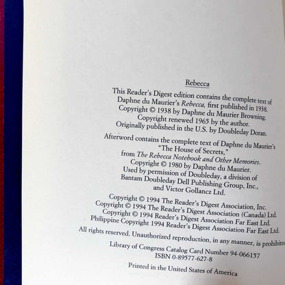 Rebecca by Daphne du Maurier [ILLUSTRATED HARDCOVER / 1994]