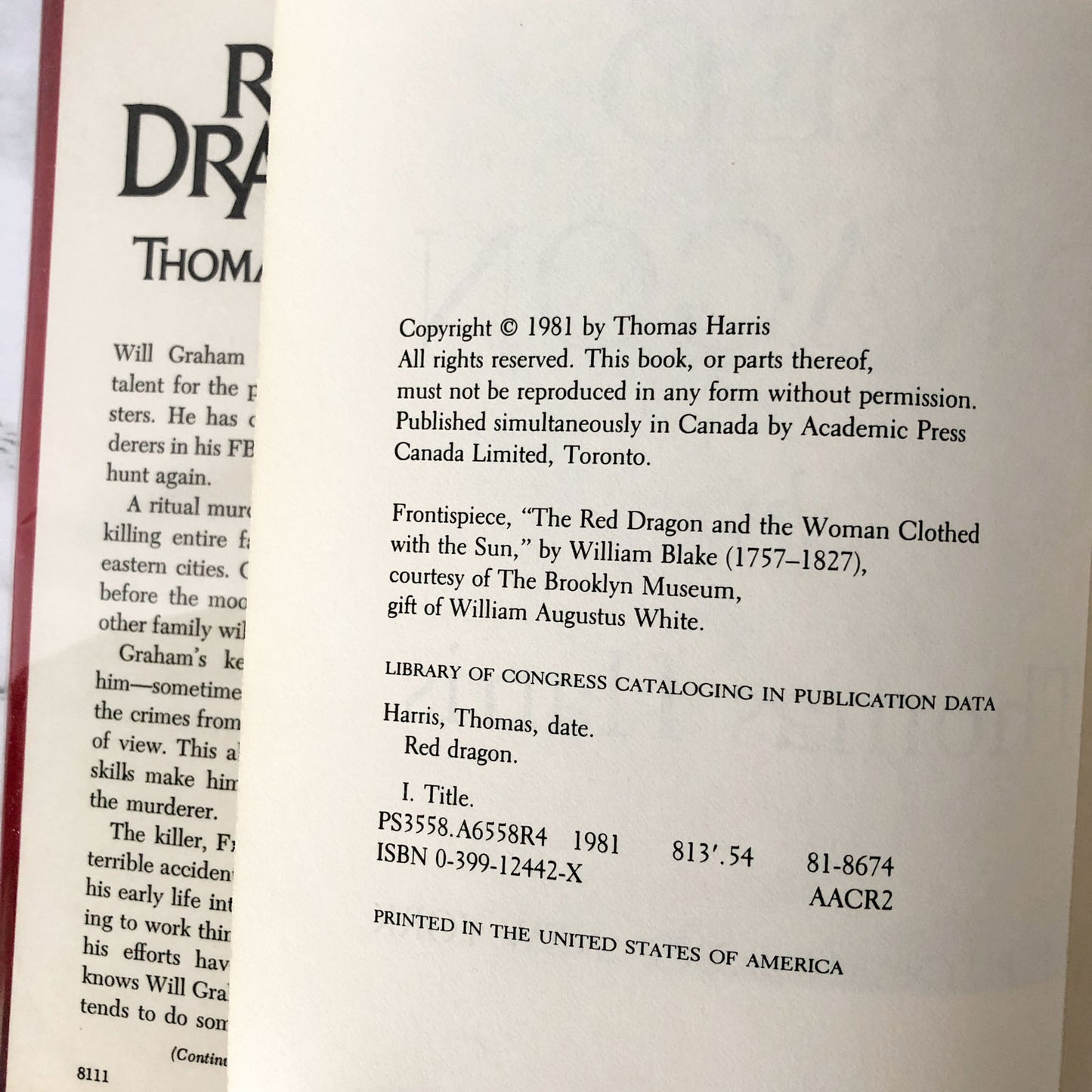 Red Dragon by Thomas Harris [FIRST EDITION / FIRST PRINTING] 1981