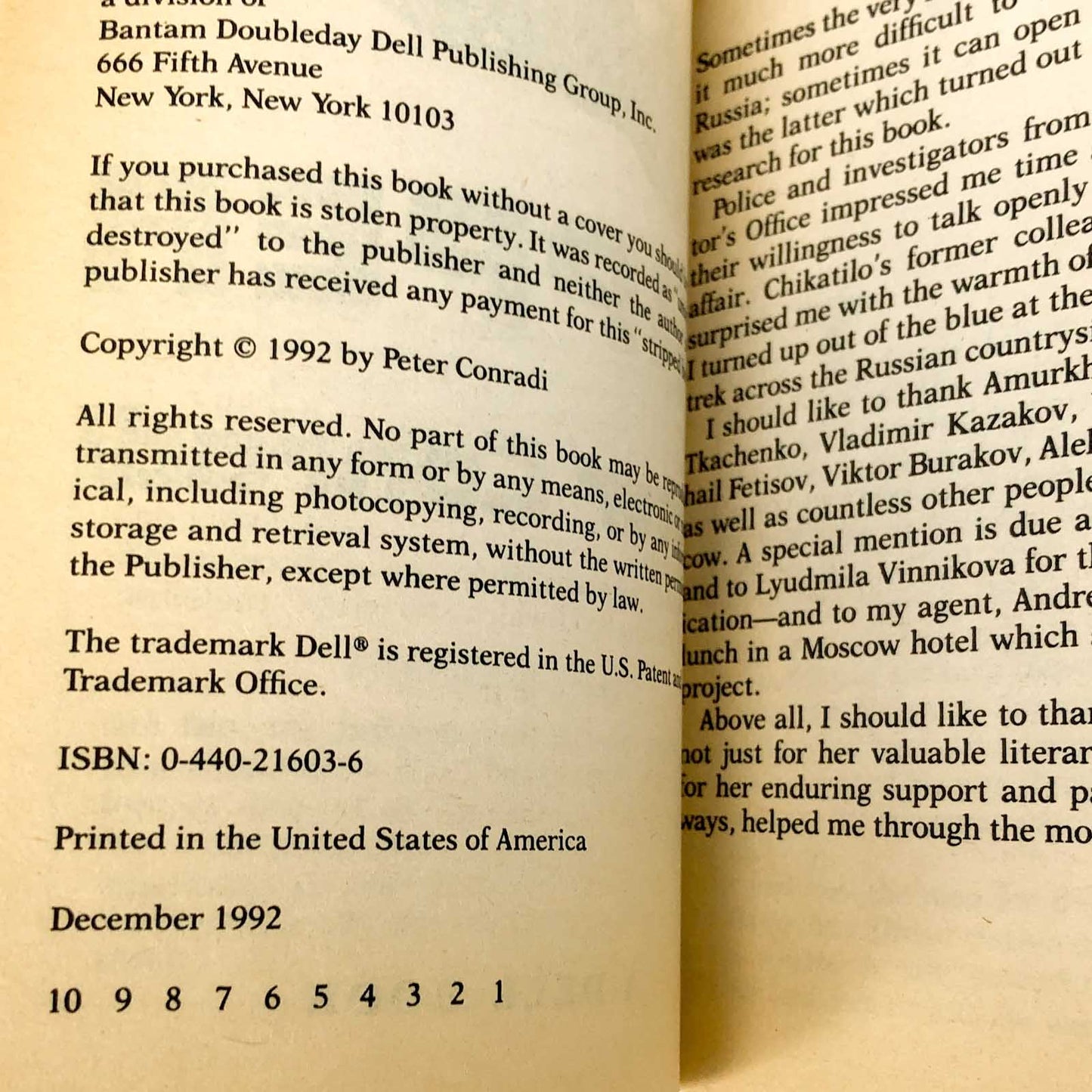 The Red Ripper: Inside the Mind of Russia's Most Brutal Serial Killer by Peter Conradi [FIRST EDITION PAPERBACK] 1992