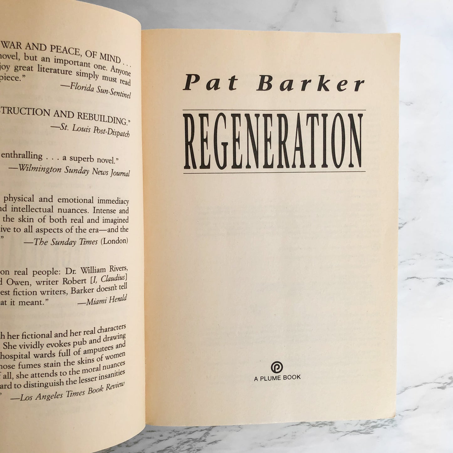 Regeneration by Pat Barker [FIRST U.S. PAPERBACK EDITION / 1993]